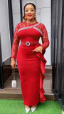 Large size rhinestone party dress