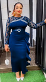Large size rhinestone party dress