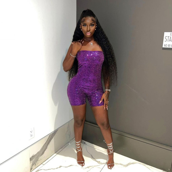 Strapless sequined jumpsuit