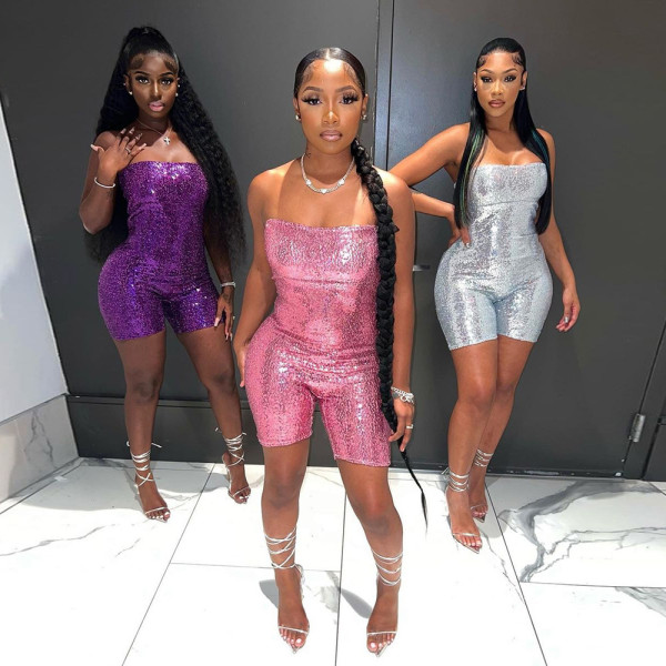 Strapless sequined jumpsuit