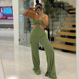 Hollow out suspender chest wrapped pants jumpsuit