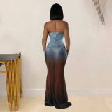 Women's printed sleeveless long dress
