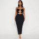 Hanging neck sleeveless hollow out chest hugging tight buttocks dress