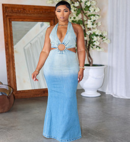Gradient denim dress