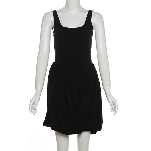 Irregular pleated dress with exposed back