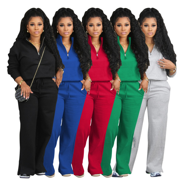 Two piece set of plush and thickened sports hoodie