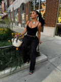 Loose mesh long pants set