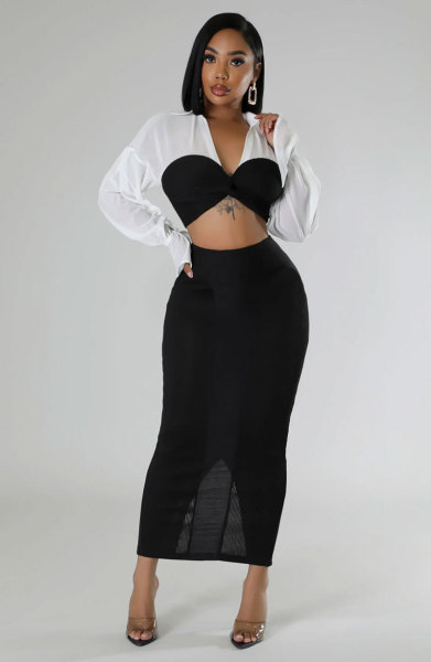 Long sleeved skirt two-piece set