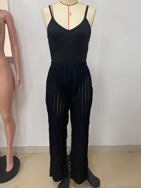 Loose mesh long pants set