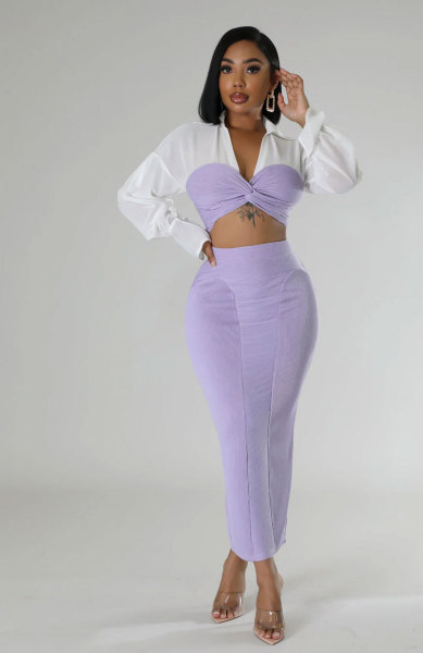Long sleeved skirt two-piece set