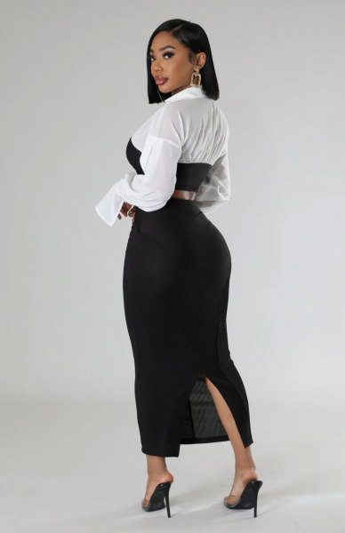Long sleeved skirt two-piece set