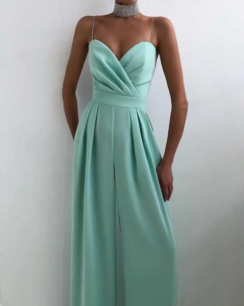 Strap waist straight leg jumpsuit