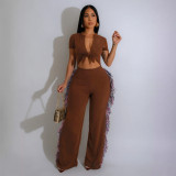 Strap tassel jumpsuit