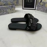 Magic button letter embroidery flat bottom slippers