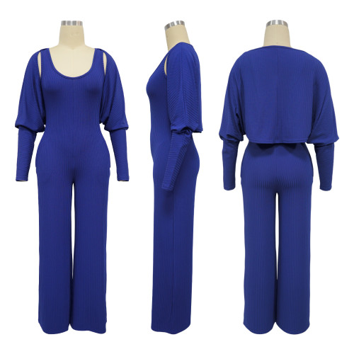 Women's high impact strip long sleeved cloak vest jumpsuit set