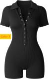 Women's yoga jumpsuit ribbed V-neck elastic waist cinching sports jumpsuit