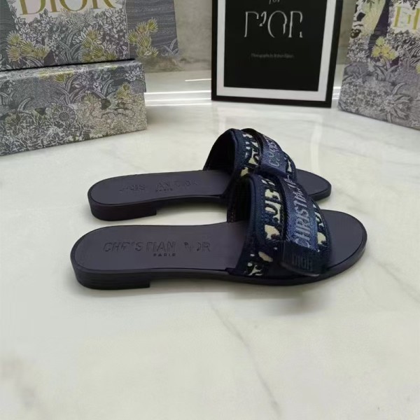 Magic button letter embroidery flat bottom slippers