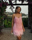 Tassel sequin feather patchwork dress