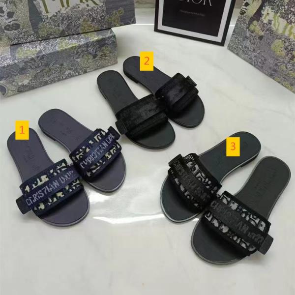 Magic button letter embroidery flat bottom slippers