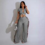 Strap tassel jumpsuit