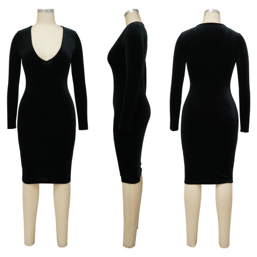 V-neck long sleeved dress