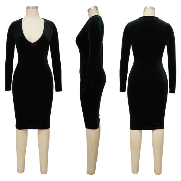V-neck long sleeved dress