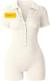 Women's yoga jumpsuit ribbed V-neck elastic waist cinching sports jumpsuit