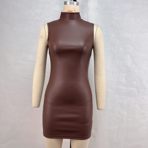 Dress Autumn/Winter PU Leather Mini Skirt