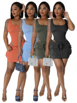 Super elastic jumpsuit+workwear bag short skirt set