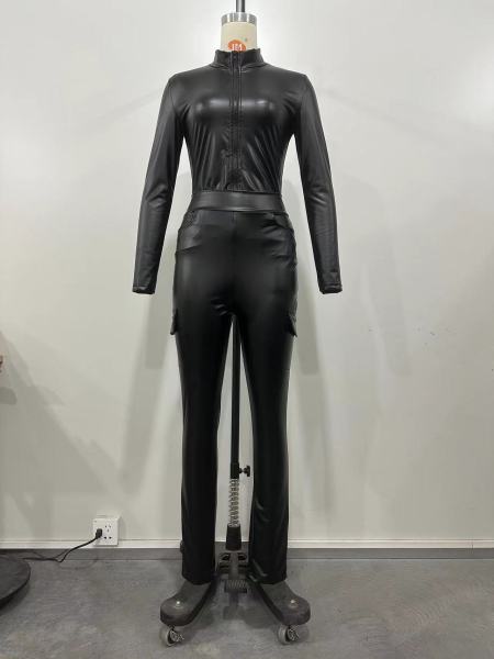 Solid color high elasticity PU zipper two-piece set