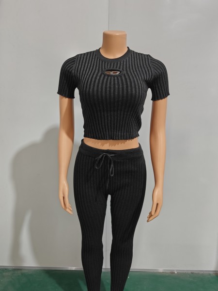 2-piece set of high stretch knitted sweater shorts