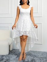 Strap lace solid color sleeveless dress Strap lace solid color sleeveless dress