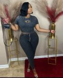 2-piece set of high stretch knitted sweater shorts