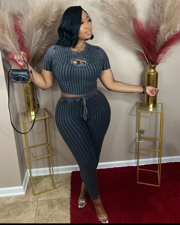 2-piece set of high stretch knitted sweater shorts