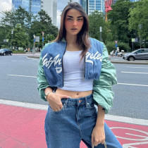 Motorcycle letter printed cardigan jacket Motorcycle letter printed cardigan jacket