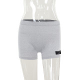 High waisted printed tight shorts set