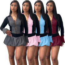 Machine eye strap fluffy skirt and pants set with safety pants included