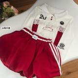 Lace T-shirt polo shirt crop top short skirt set