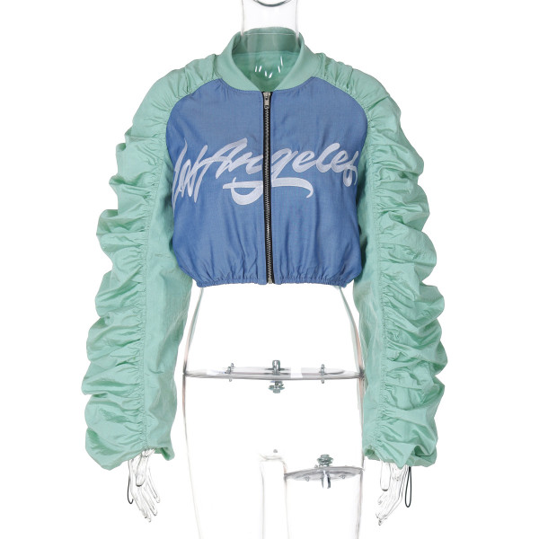 Motorcycle letter printed cardigan jacket