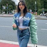Motorcycle letter printed cardigan jacket