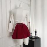 Lace T-shirt polo shirt crop top short skirt set