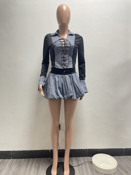 Machine eye strap fluffy skirt and pants set with safety pants included