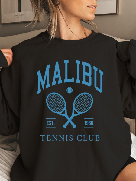 Large round neck hoodie with letter printed top