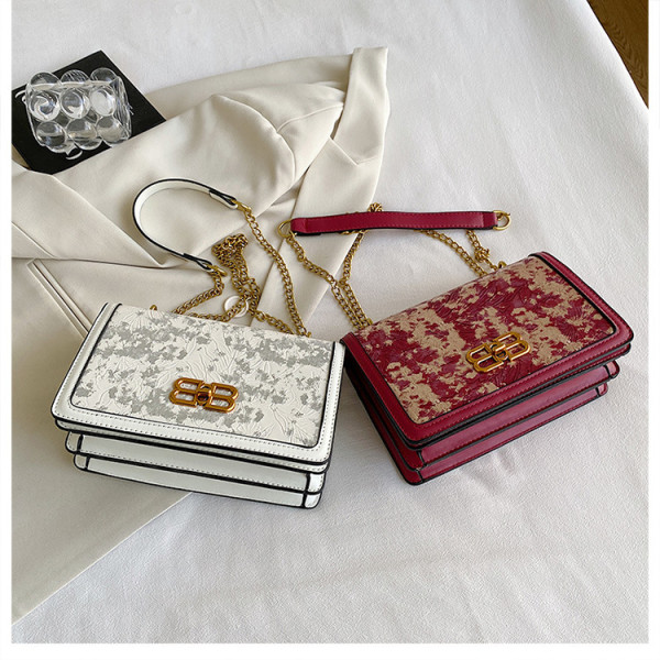 Printed chain carrying crossbody bag