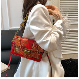 Contrast snake patterned armpit bag, single shoulder crossbody bag