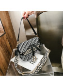 Embroidered wide shoulder strap single shoulder crossbody bag