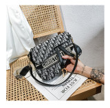 Embroidered wide shoulder strap single shoulder crossbody bag