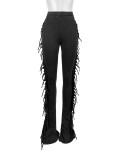 Women's fringed micro flared pants