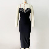 Black sequin bandage strapless dress
