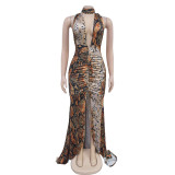 Women's deep V-neck sleeveless dress